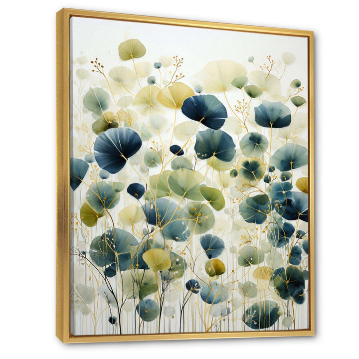 Blue Green Botanical Elegance - Modern Living Room Wall Decor
