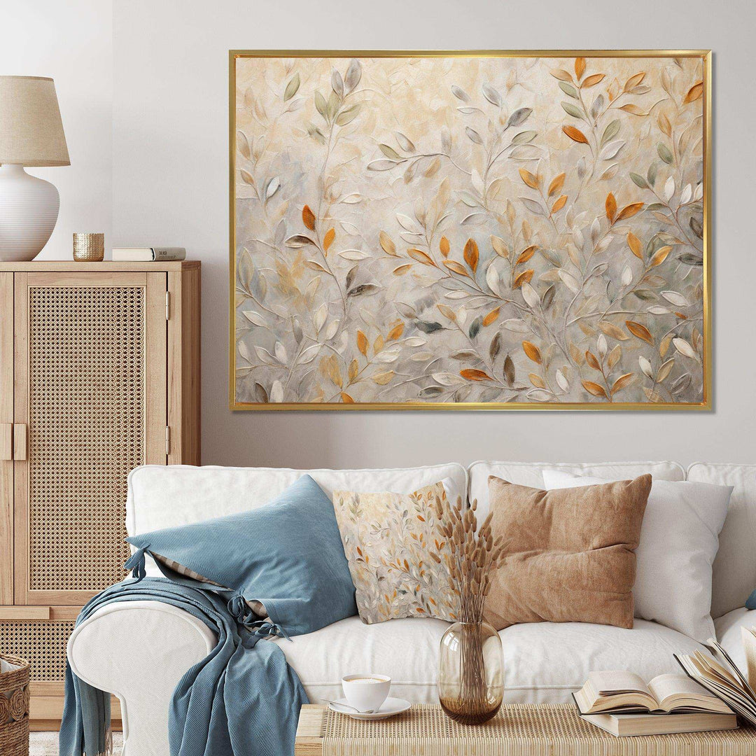 Beige Botanical Impressions I - Modern Canvas Wall Art
