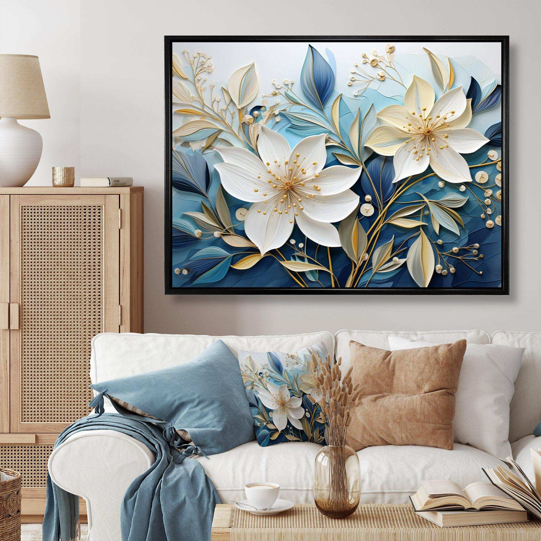 Blue Botanical Rhythms V - Modern Bedroom Wall Art
