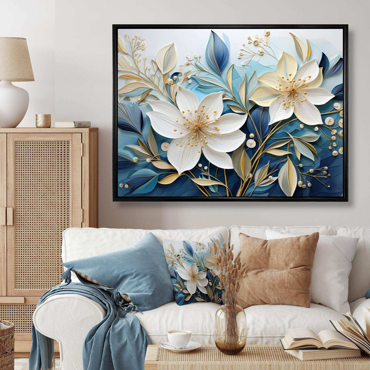 Blue Botanical Rhythms V - Modern Bedroom Wall Art