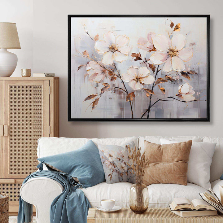 Beige Minimalist Blossoms I - Modern Wall Art Prints