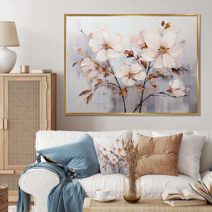 Beige Minimalist Blossoms I - Modern Wall Art Prints