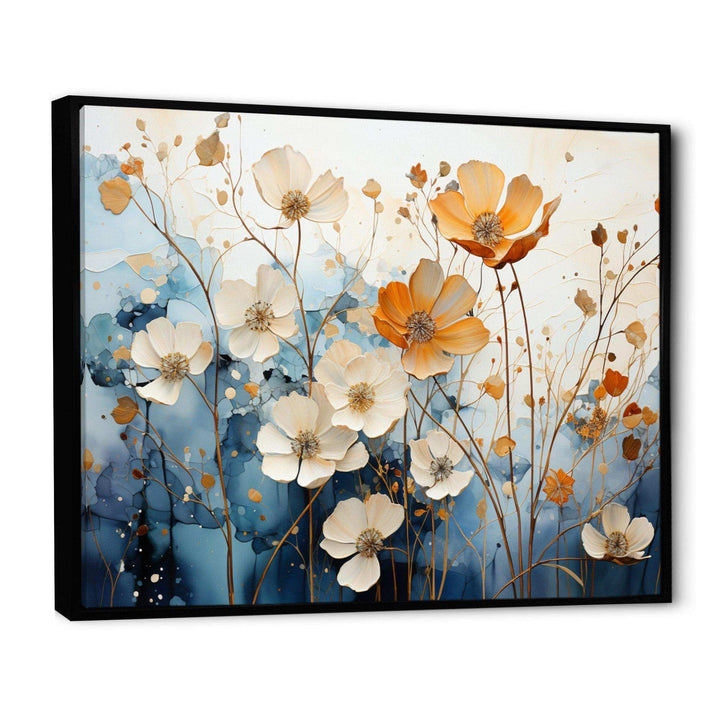 Blue Teal Rhythmic Petals - Modern Canvas Wall Art