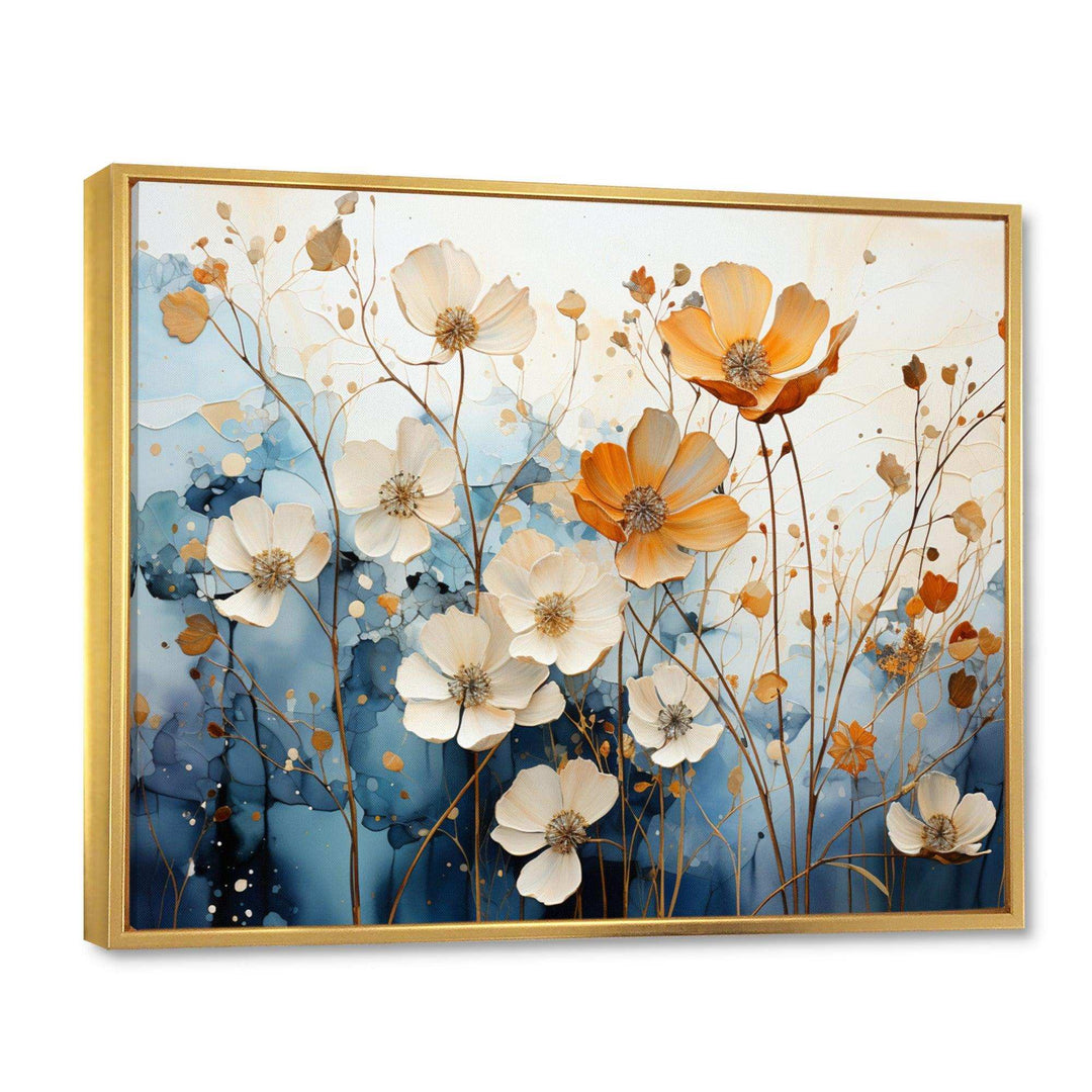 Blue Teal Rhythmic Petals - Modern Canvas Wall Art