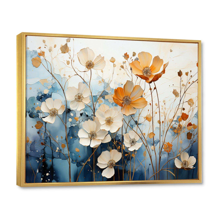 Blue Teal Rhythmic Petals - Modern Canvas Wall Art