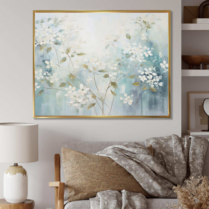 Blue Tranquil Gardens I - Modern Living Room Wall Decor