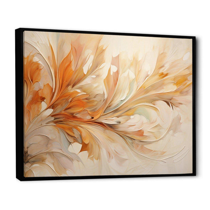 Beige Yellow Whirling Leaves I - Modern Canvas Wall Art