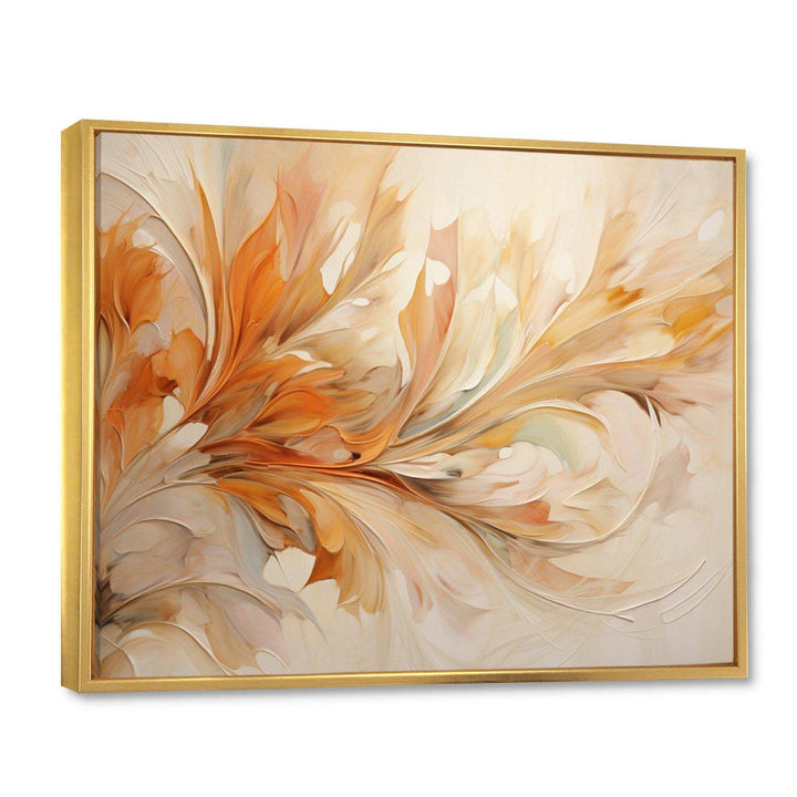 Beige Yellow Whirling Leaves I - Modern Canvas Wall Art