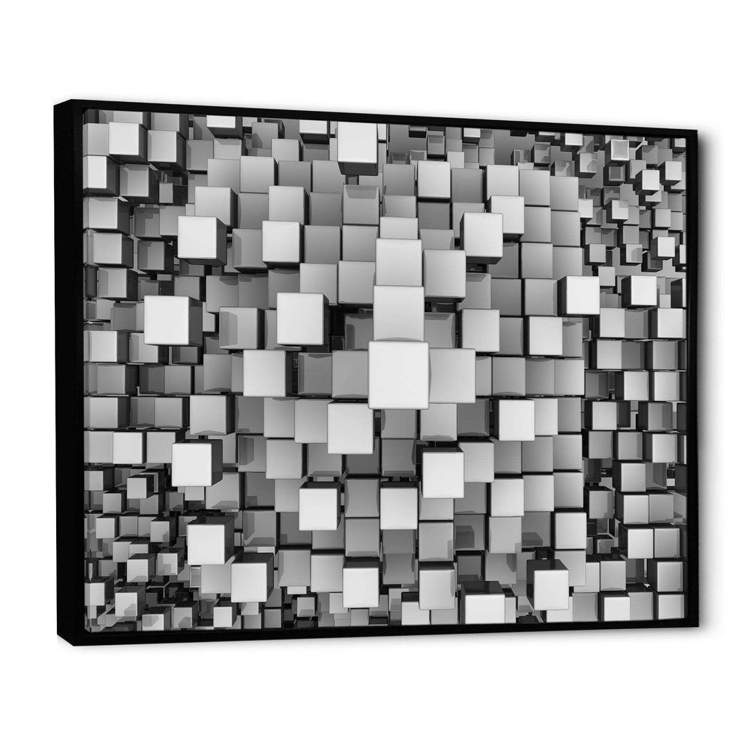Black and Grey Cubes - Modern Living Room Wall Decor