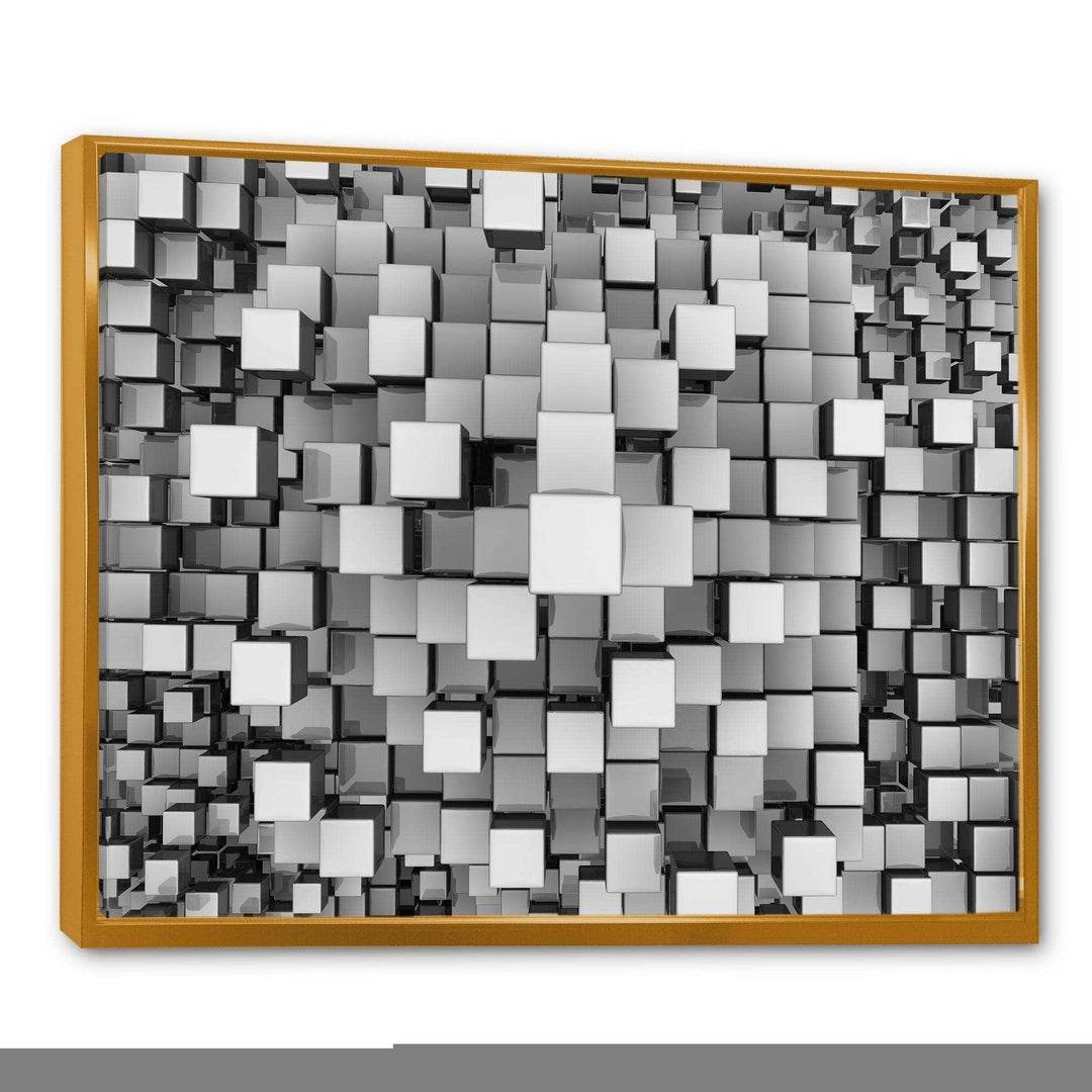 Black and Grey Cubes - Modern Living Room Wall Decor