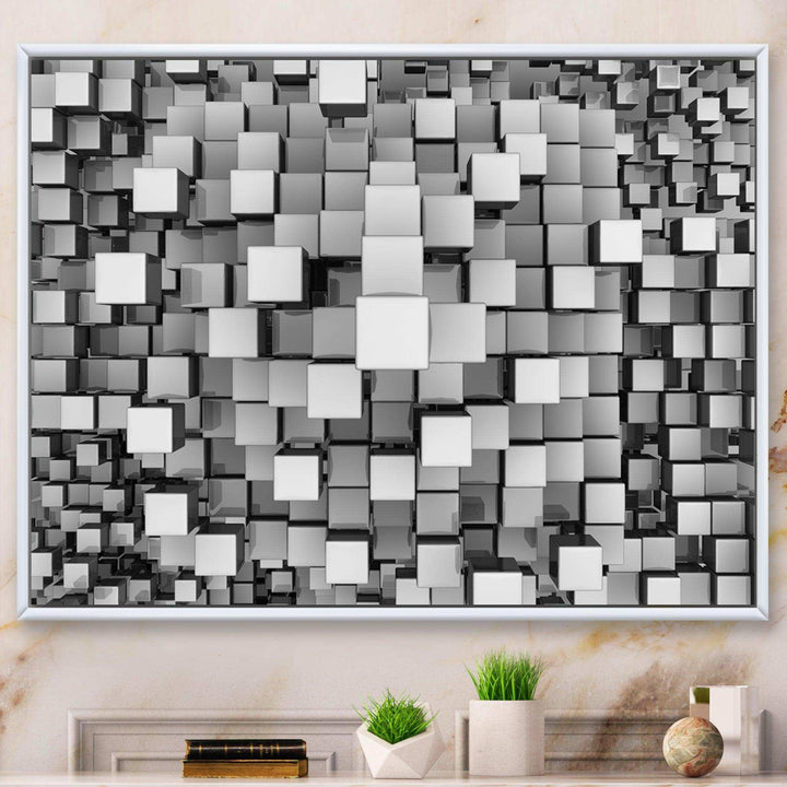 Black and Grey Cubes - Modern Living Room Wall Decor