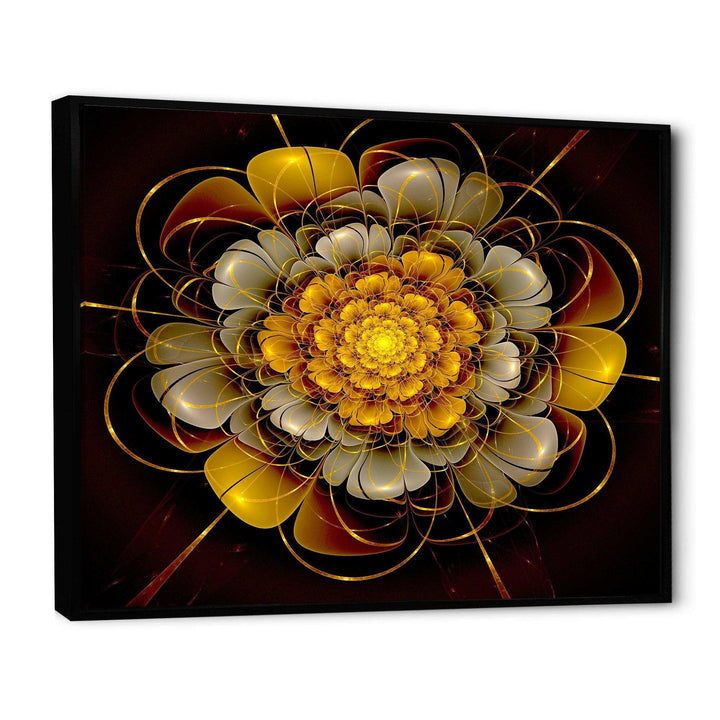 Dark Gold Fractal Flower - Modern Living Room Wall Decor