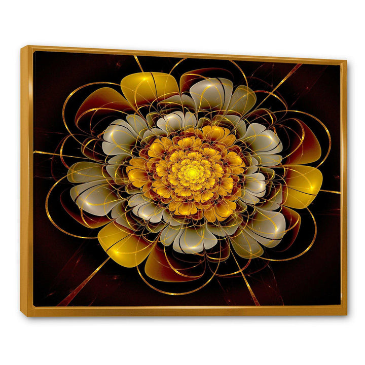 Dark Gold Fractal Flower - Modern Living Room Wall Decor