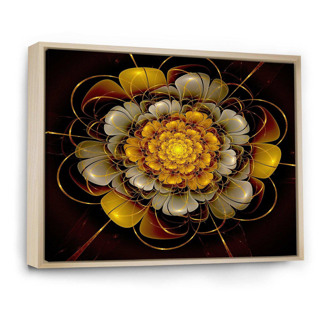 Dark Gold Fractal Flower - Modern Living Room Wall Decor