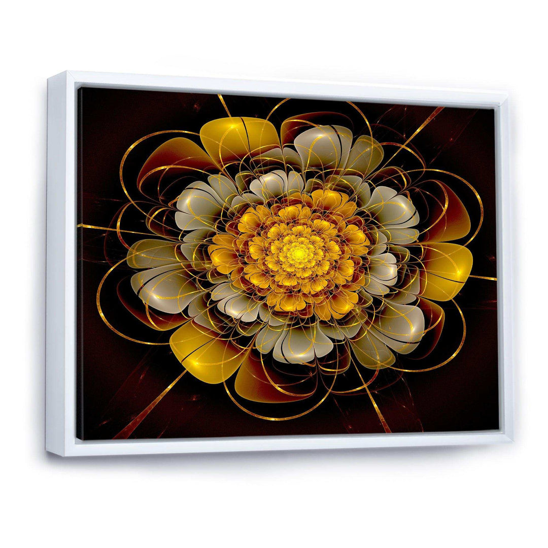 Dark Gold Fractal Flower - Modern Living Room Wall Decor