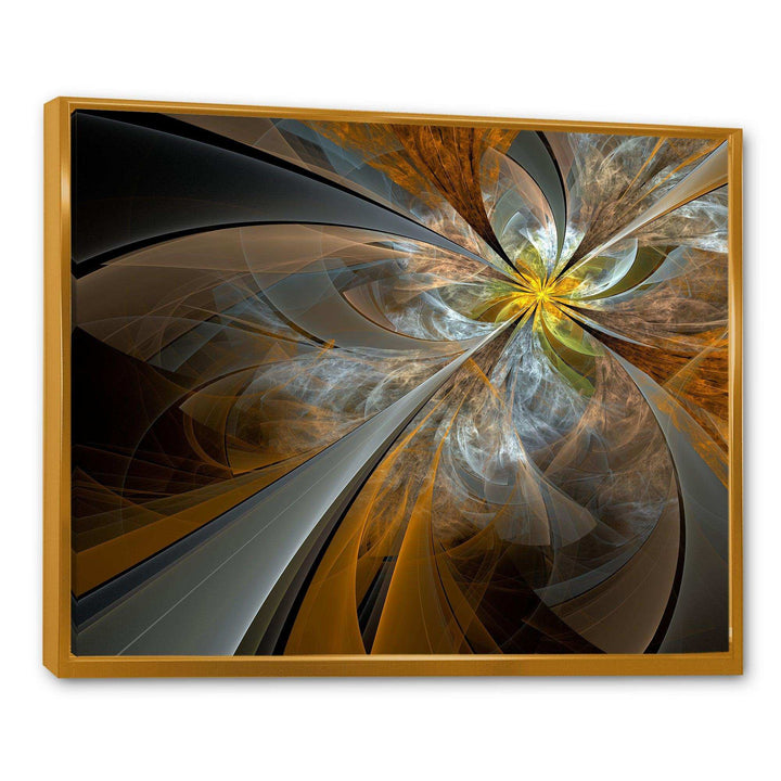 Symmetrical Yellow Fractal Flower - Modern Living Room Wall Decor
