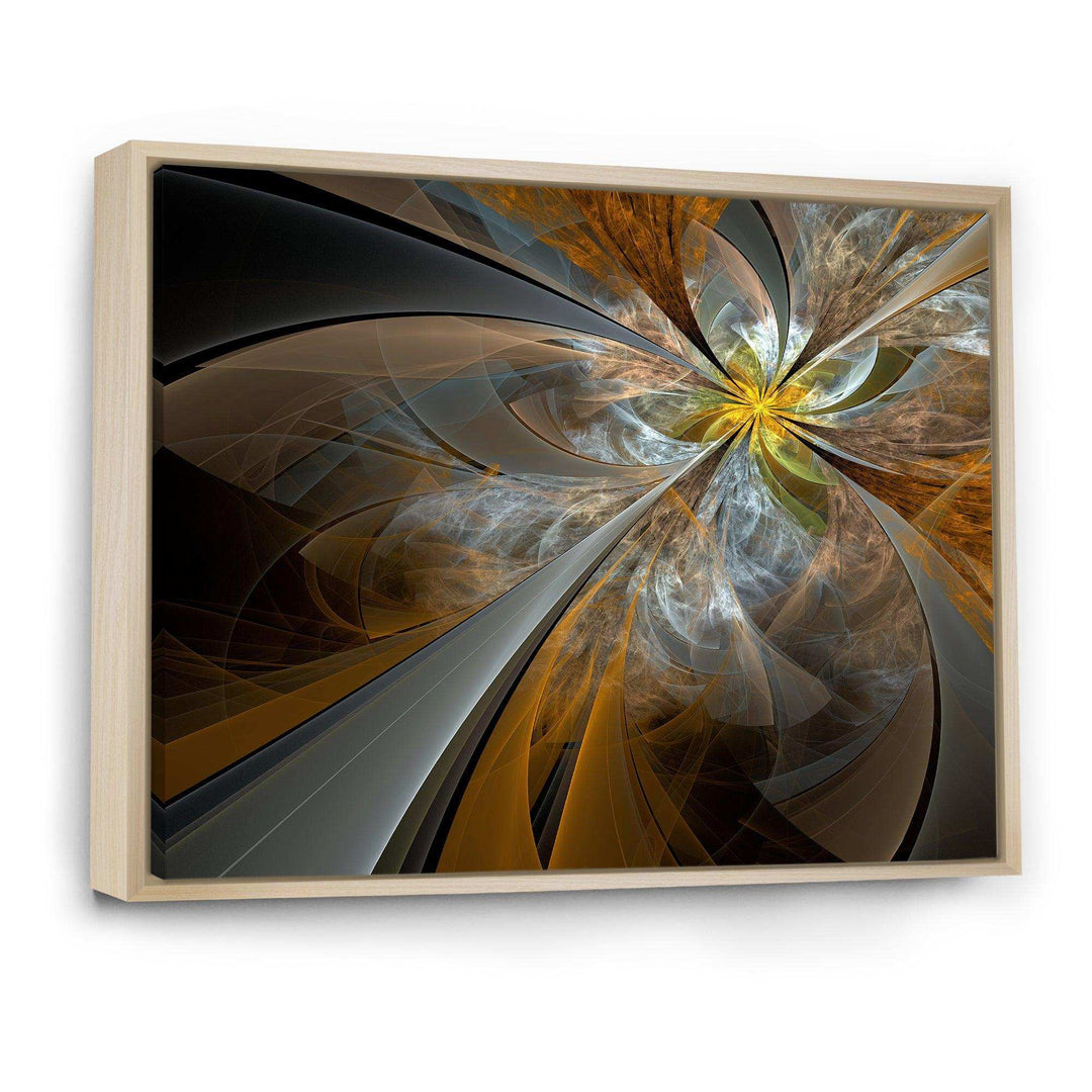 Symmetrical Yellow Fractal Flower - Modern Living Room Wall Decor