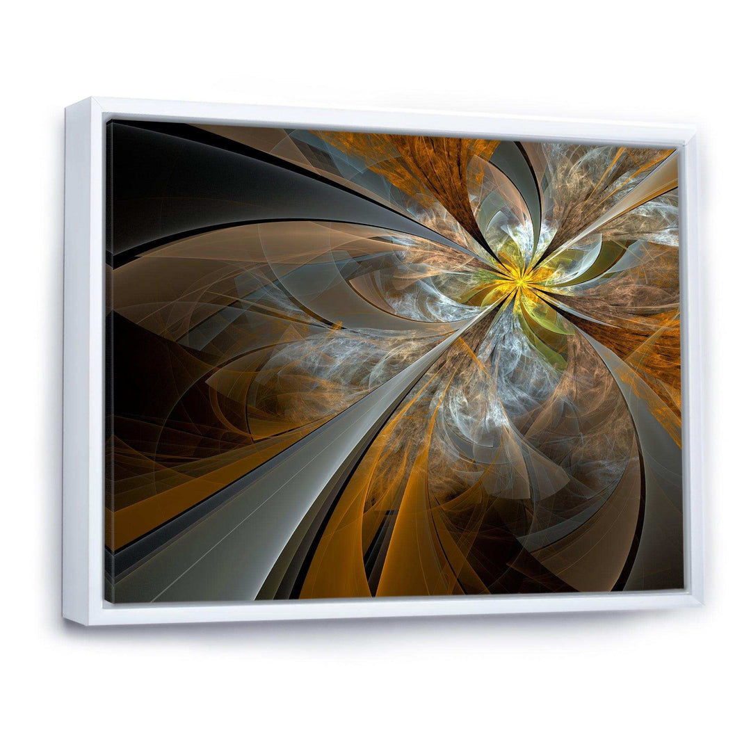 Symmetrical Yellow Fractal Flower - Modern Living Room Wall Decor