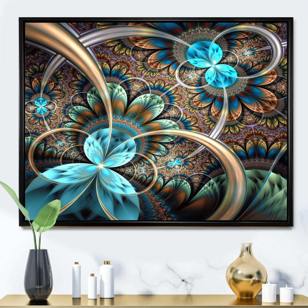 Light Blue Fractal Flower - Modern Bedroom Wall Art