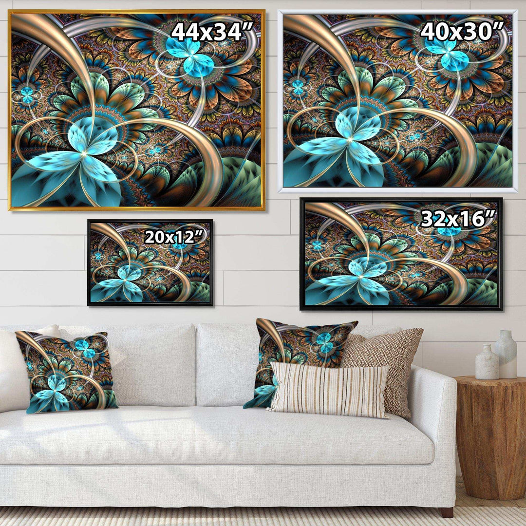 Light Blue Fractal Flower - Modern Bedroom Wall Art