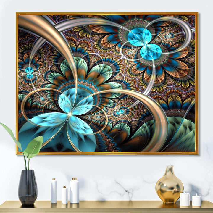 Light Blue Fractal Flower - Modern Bedroom Wall Art
