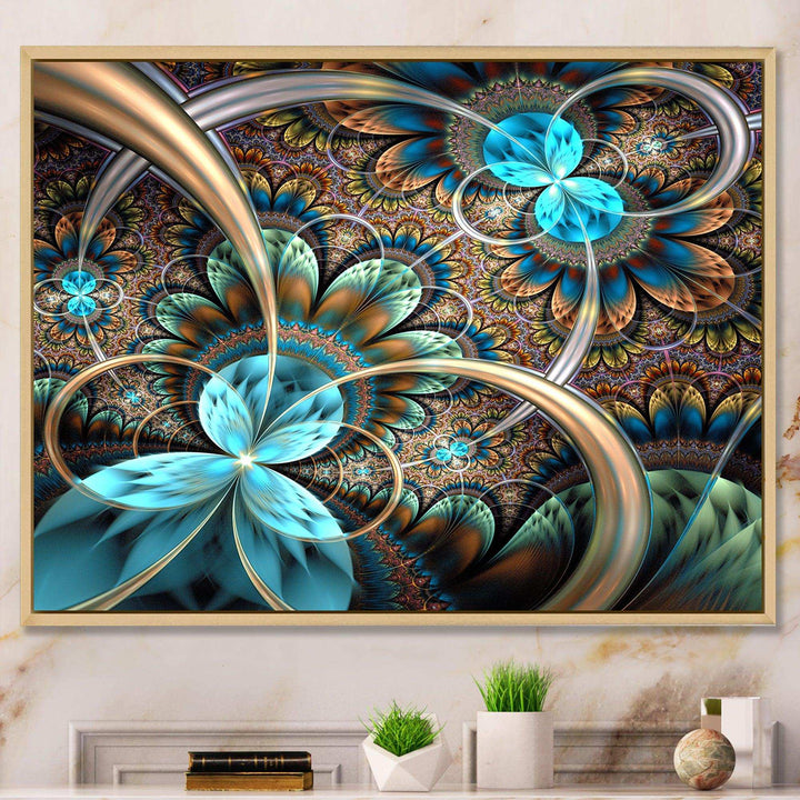 Light Blue Fractal Flower - Modern Bedroom Wall Art