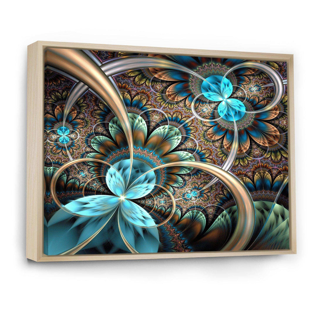 Light Blue Fractal Flower - Modern Bedroom Wall Art