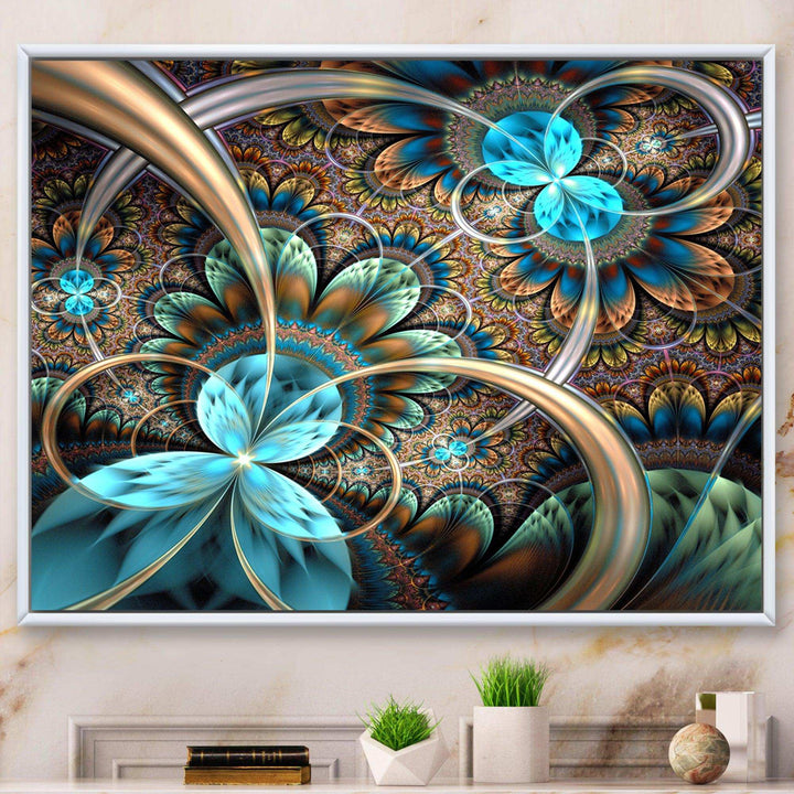 Light Blue Fractal Flower - Modern Bedroom Wall Art