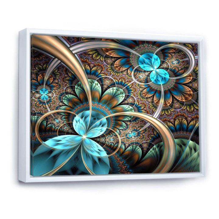 Light Blue Fractal Flower - Modern Bedroom Wall Art
