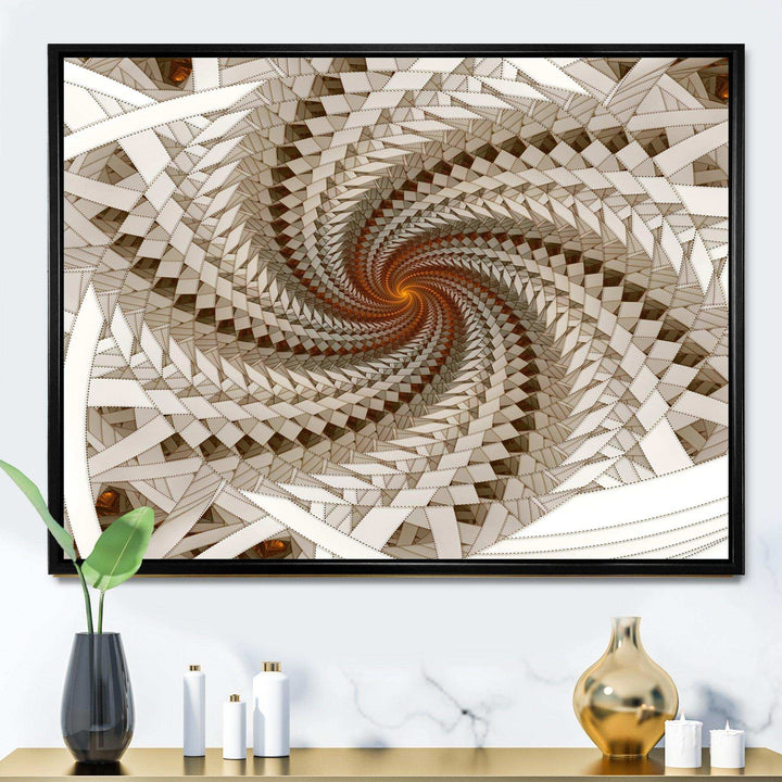 White Fractal Spiral Pattern - Modern Canvas Wall Art