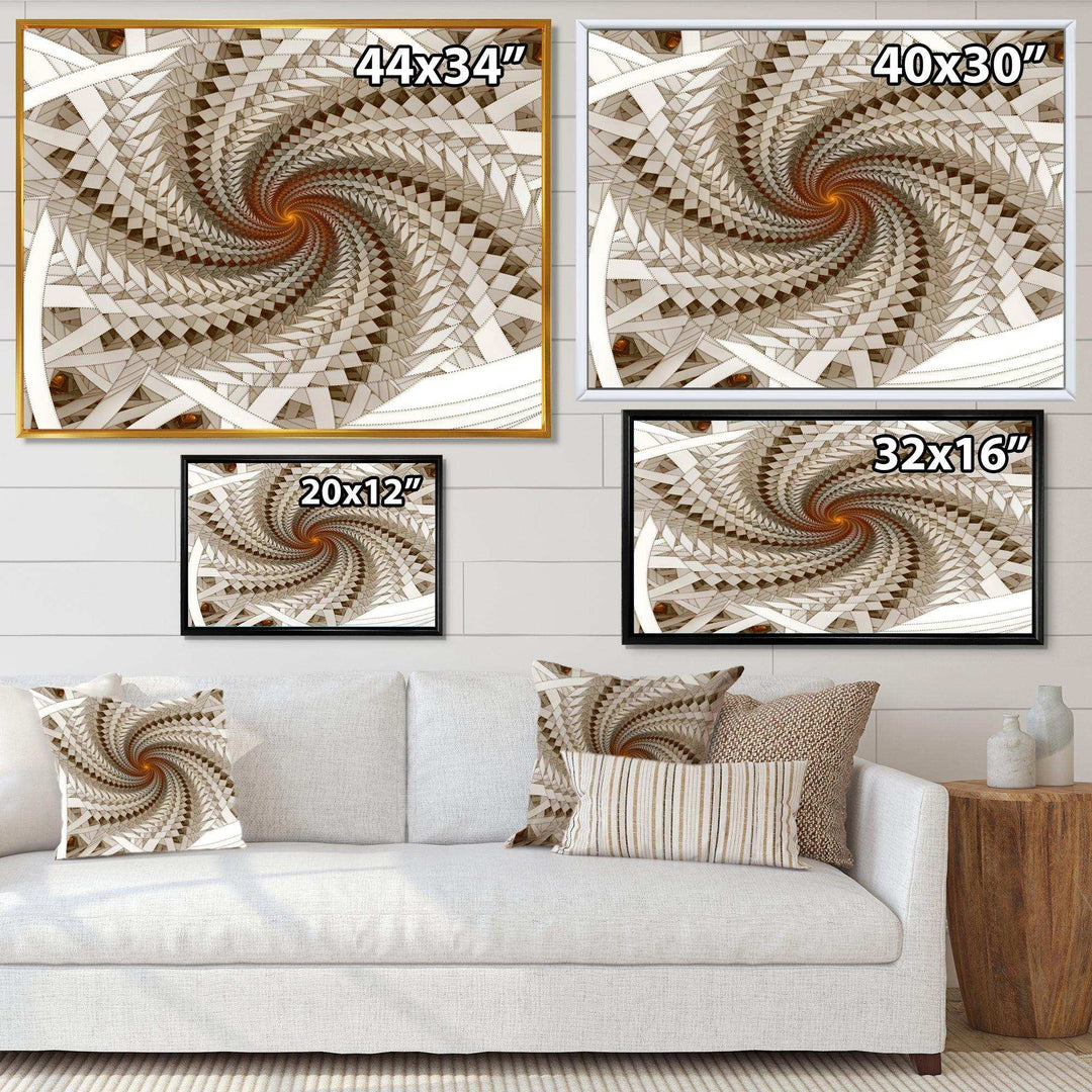 White Fractal Spiral Pattern - Modern Canvas Wall Art