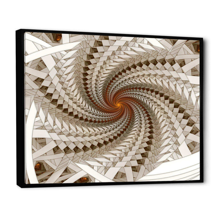 White Fractal Spiral Pattern - Modern Canvas Wall Art