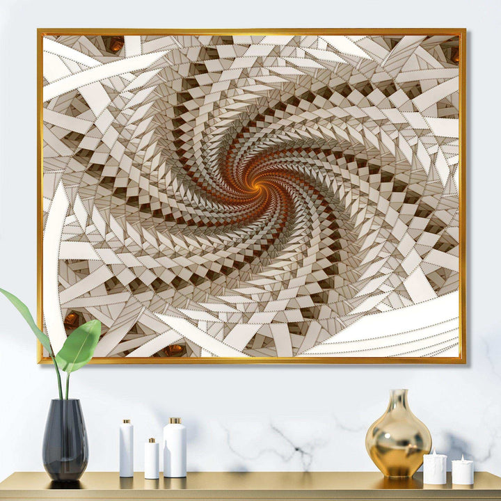 White Fractal Spiral Pattern - Modern Canvas Wall Art