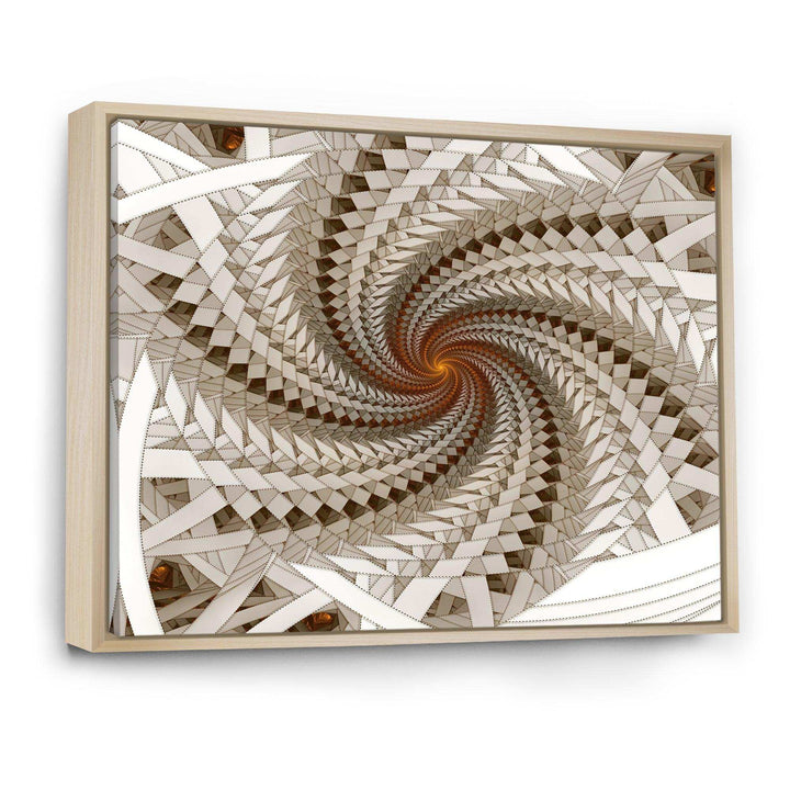 White Fractal Spiral Pattern - Modern Canvas Wall Art