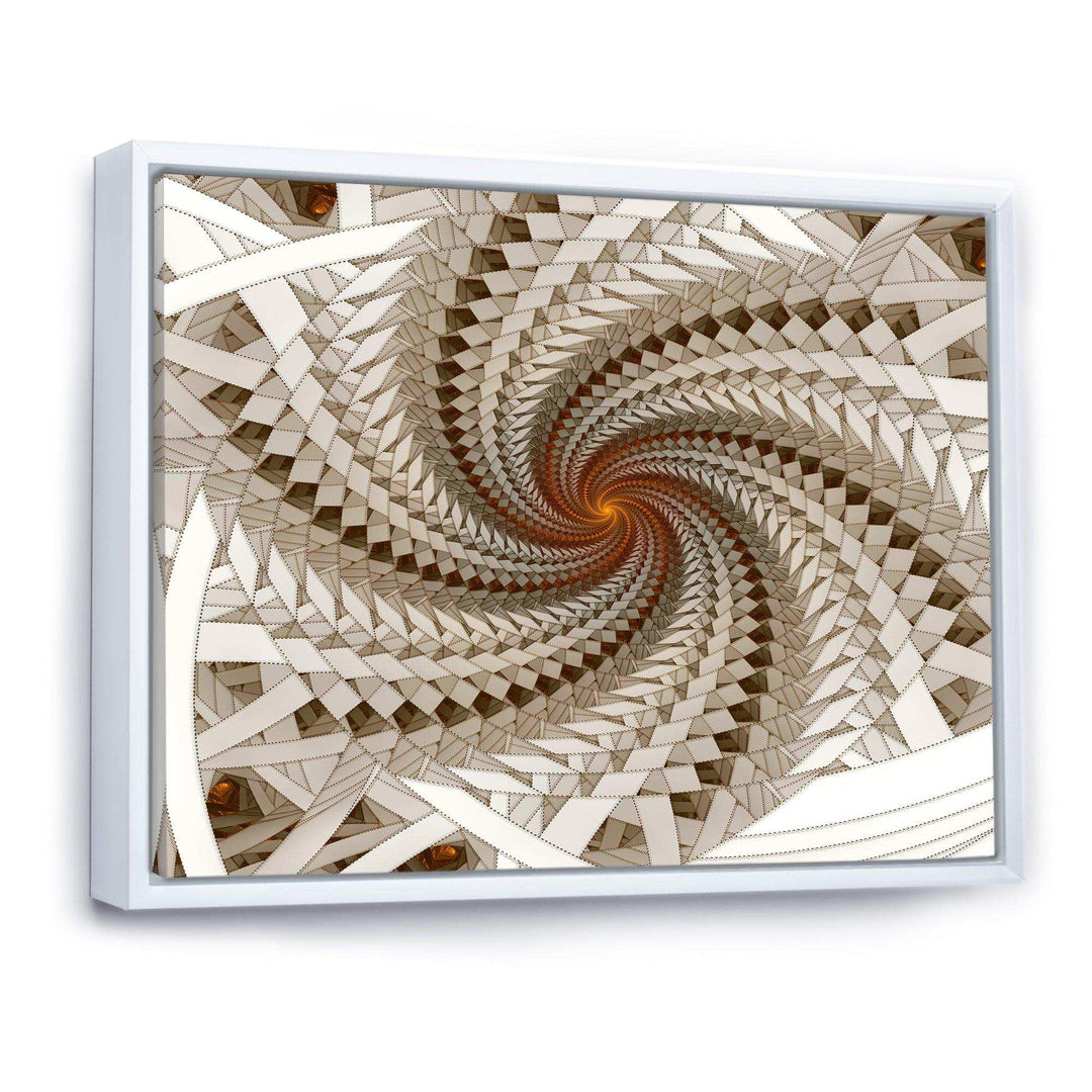 White Fractal Spiral Pattern - Modern Canvas Wall Art