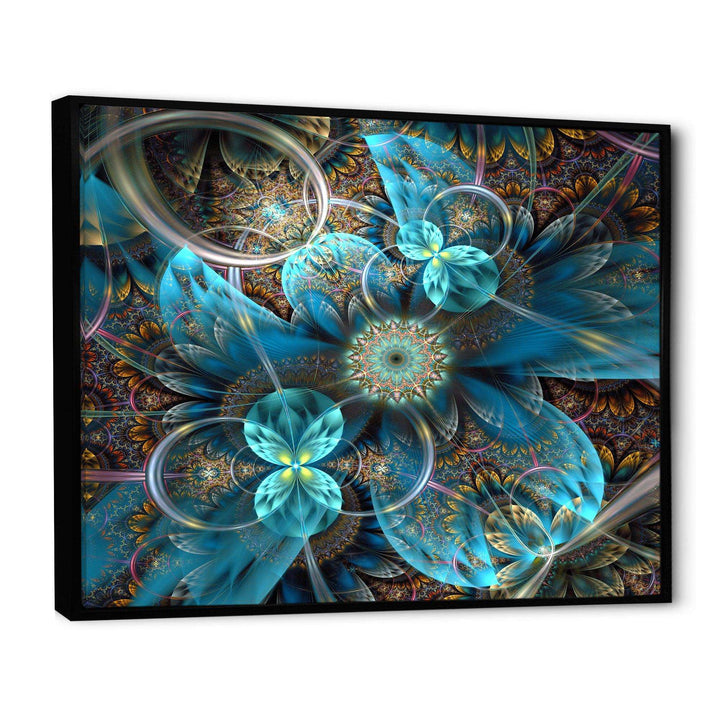 Fractal Blue Flowers - Modern Bedroom Wall Art