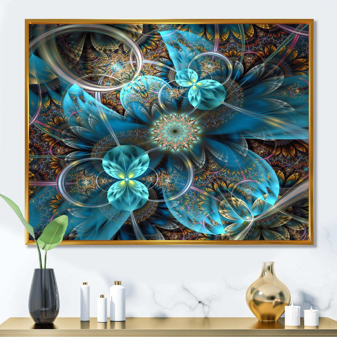 Fractal Blue Flowers - Modern Bedroom Wall Art