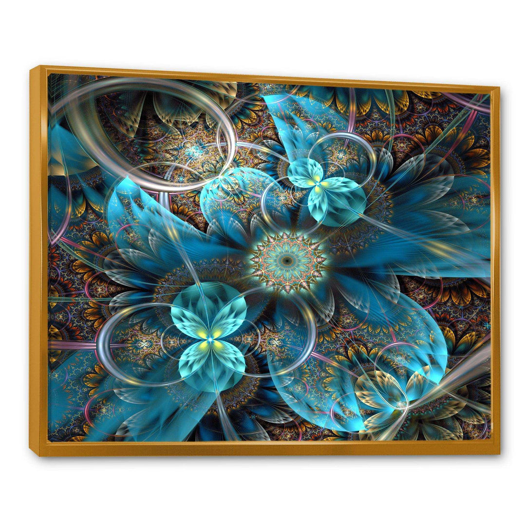 Fractal Blue Flowers - Modern Bedroom Wall Art