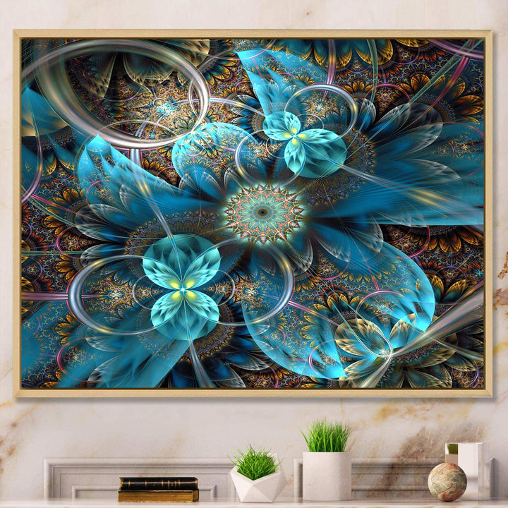 Fractal Blue Flowers - Modern Bedroom Wall Art