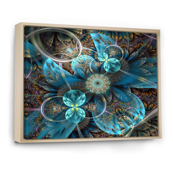 Fractal Blue Flowers - Modern Bedroom Wall Art