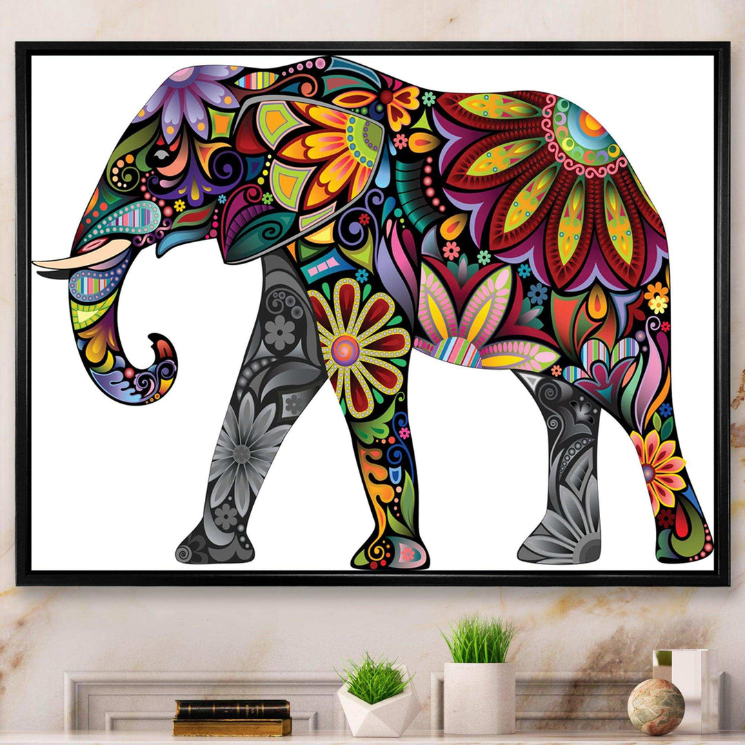Yellow Cheerful Elephant - Traditional Canvas Wall Art