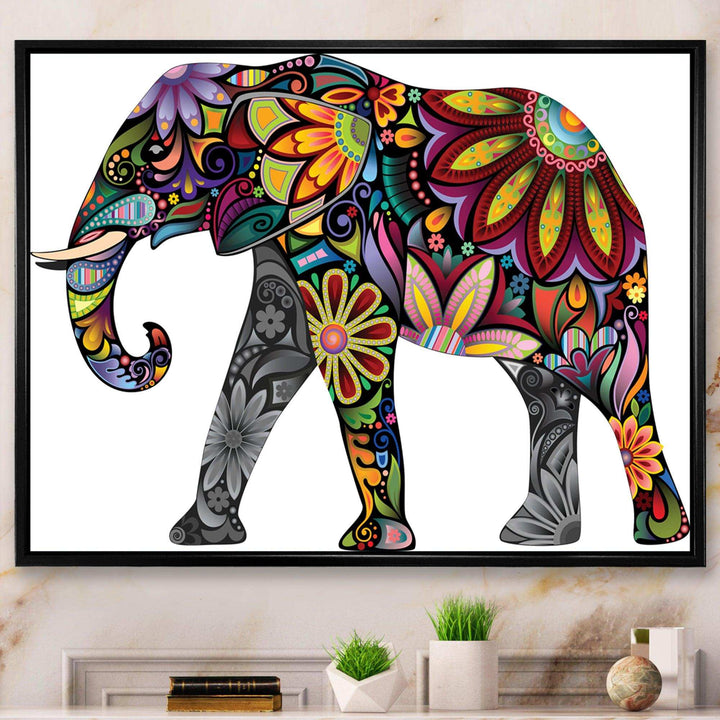 Yellow Cheerful Elephant - Traditional Canvas Wall Art