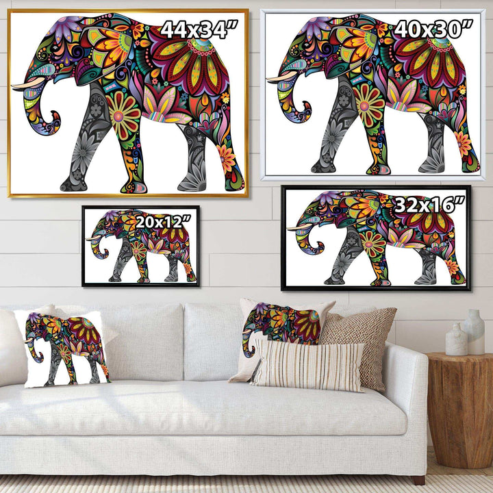 Yellow Cheerful Elephant - Traditional Canvas Wall Art
