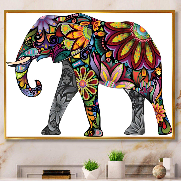 Yellow Cheerful Elephant - Traditional Canvas Wall Art