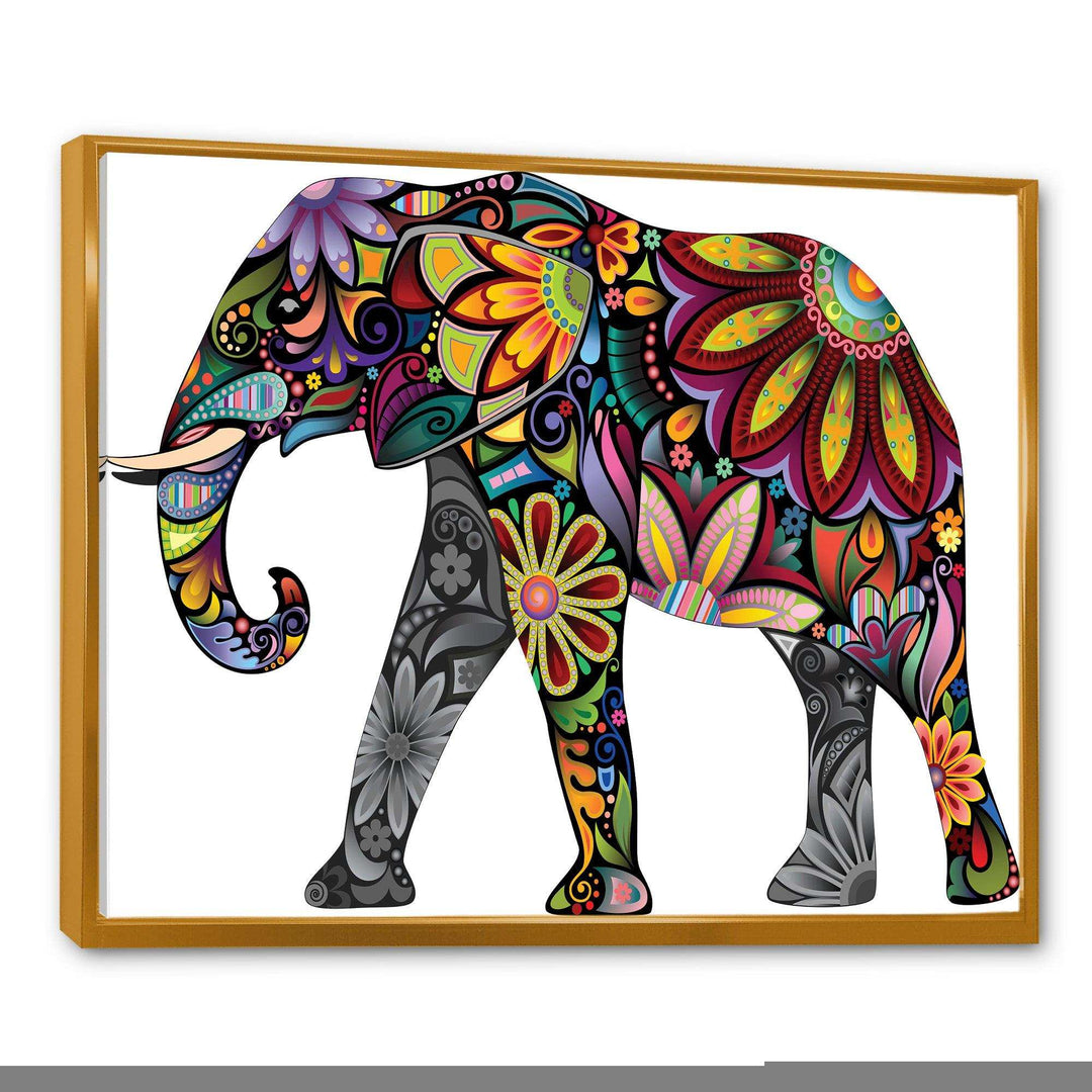 Yellow Cheerful Elephant - Traditional Canvas Wall Art