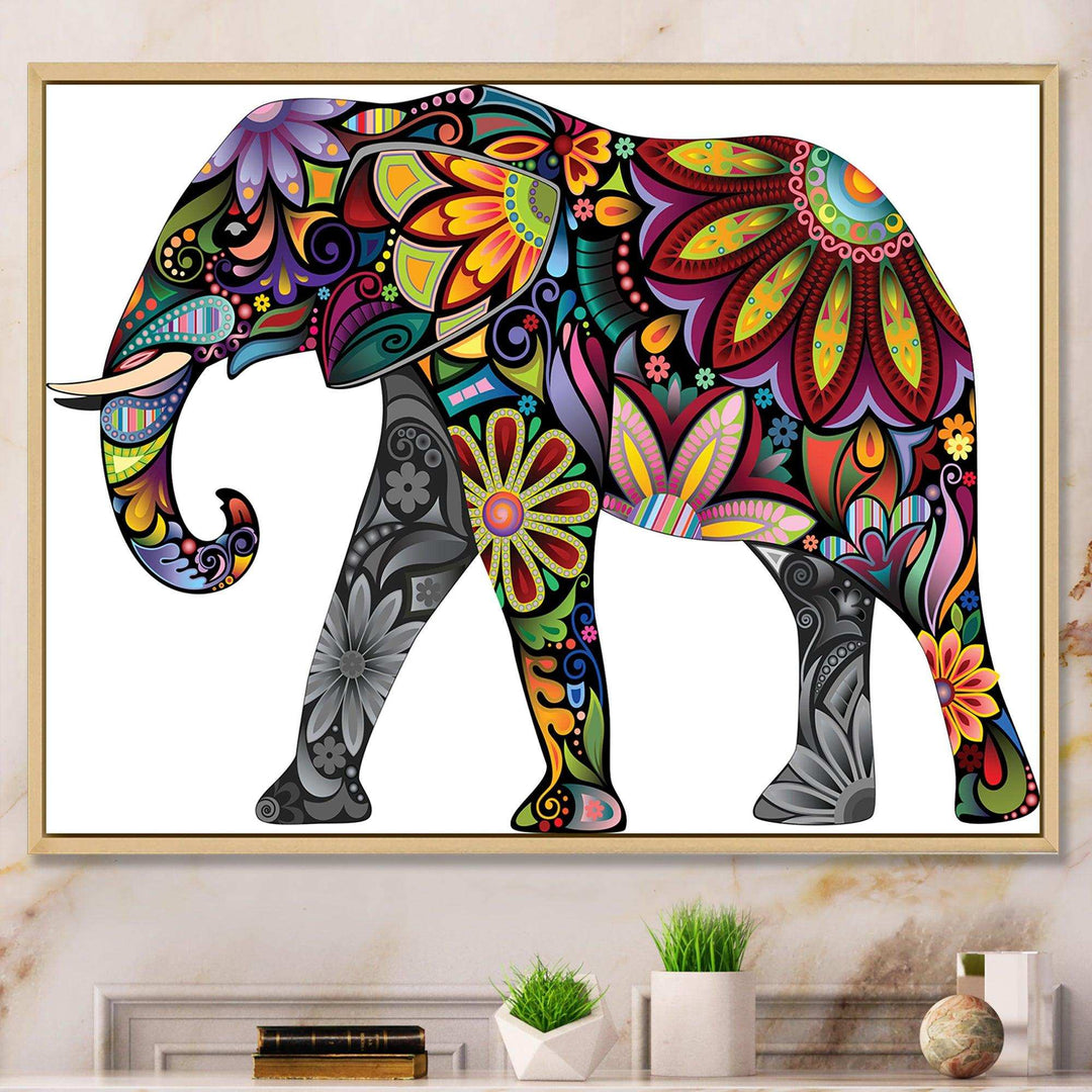 Yellow Cheerful Elephant - Traditional Canvas Wall Art