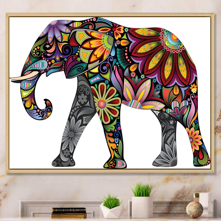 Yellow Cheerful Elephant - Traditional Canvas Wall Art