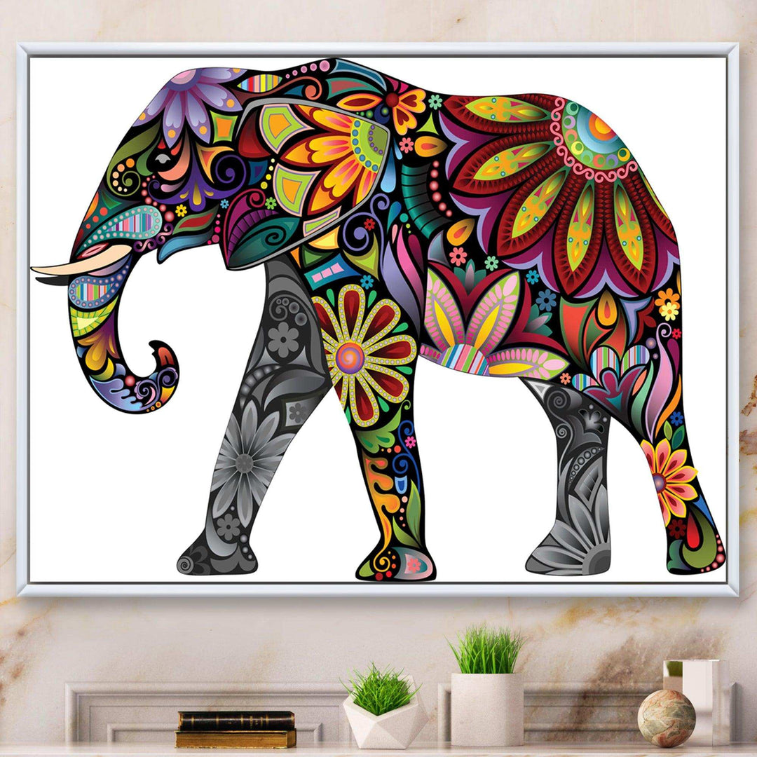 Yellow Cheerful Elephant - Traditional Canvas Wall Art