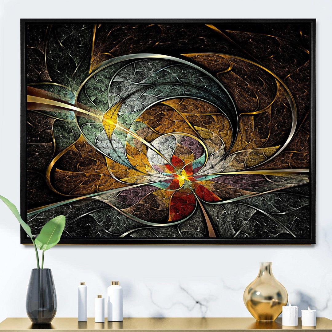 Symmetrical Yellow Digital Art Flower - Modern Wall Art Prints