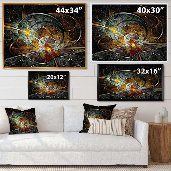 Symmetrical Yellow Digital Art Flower - Modern Wall Art Prints